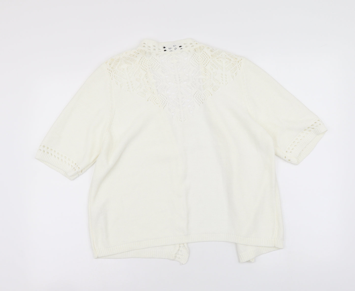 Soon Womens Ivory V-Neck Cotton Cardigan Jumper Size 16