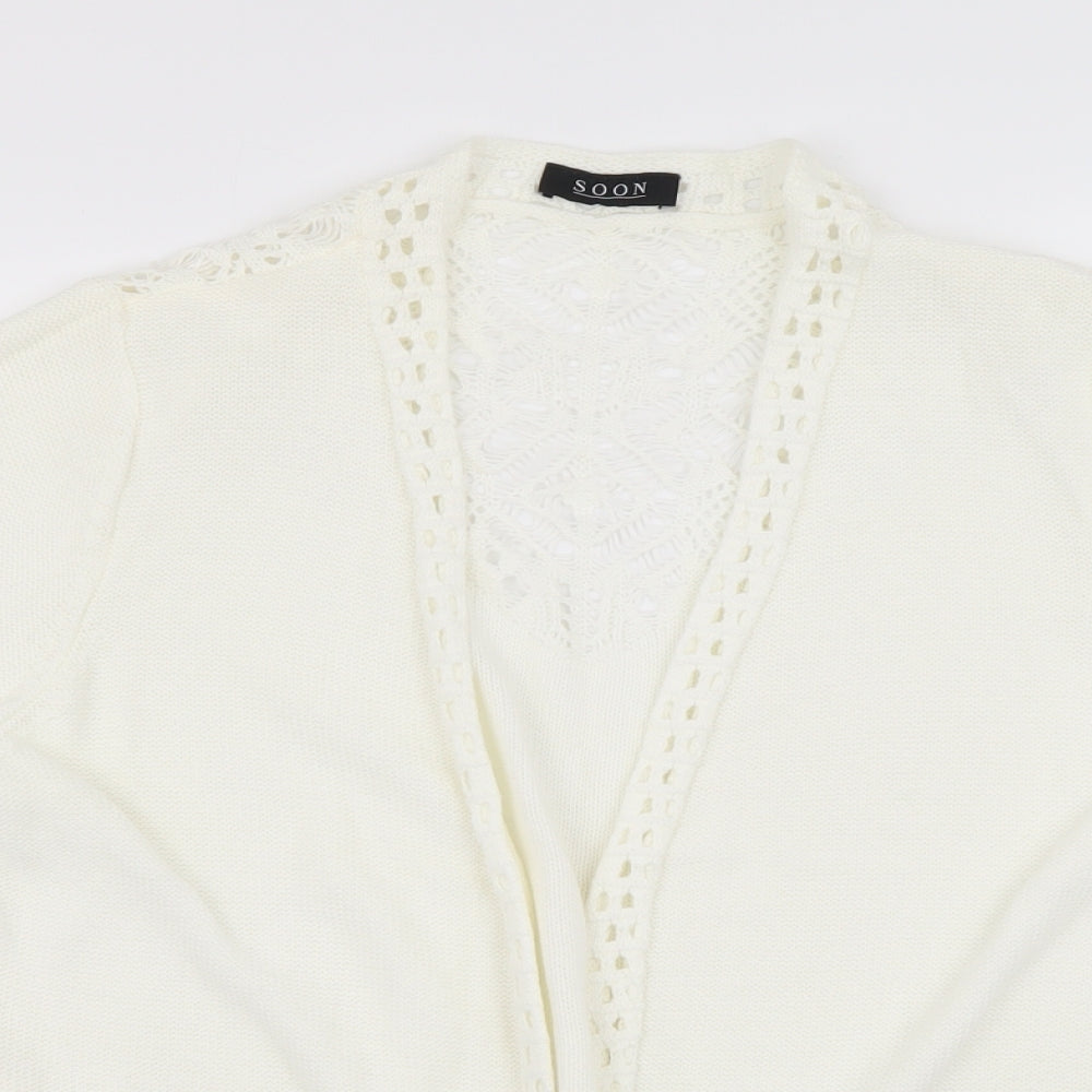 Soon Womens Ivory V-Neck Cotton Cardigan Jumper Size 16
