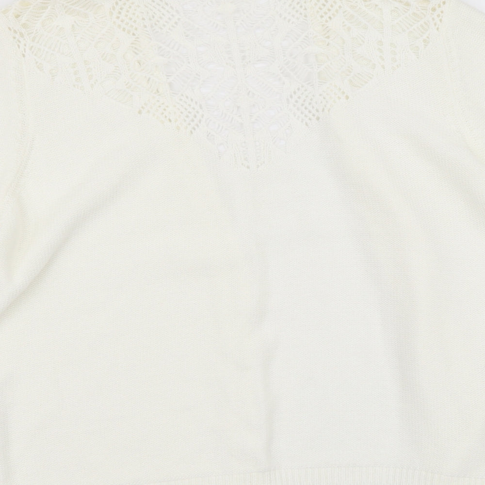 Soon Womens Ivory V-Neck Cotton Cardigan Jumper Size 16