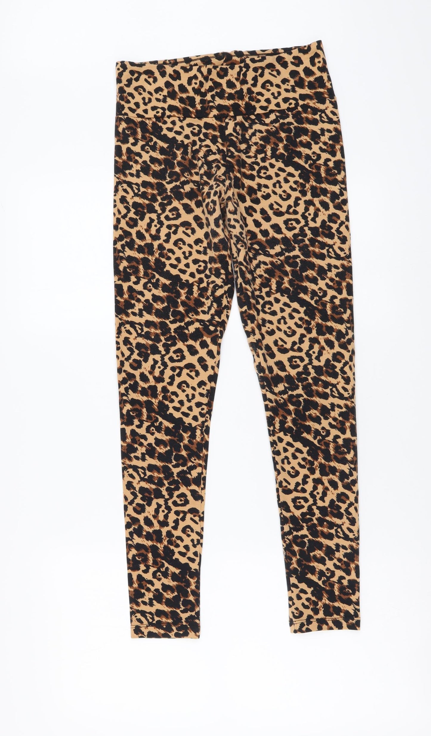 Peacocks Womens Brown Animal Print Cotton Jegging Leggings Size 14 L27 in - Leopard pattern