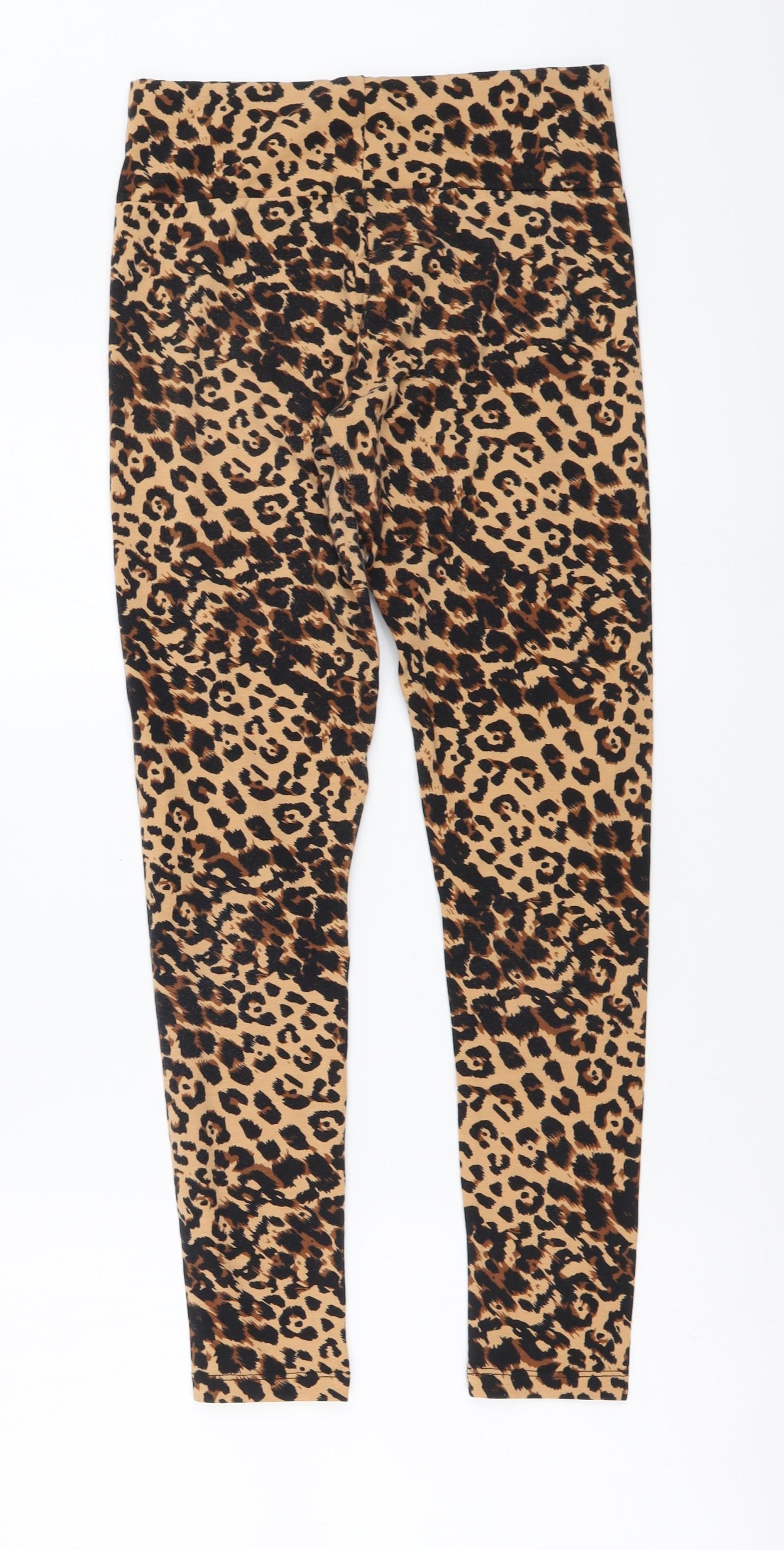 Peacocks Womens Brown Animal Print Cotton Jegging Leggings Size 14 L27 in - Leopard pattern