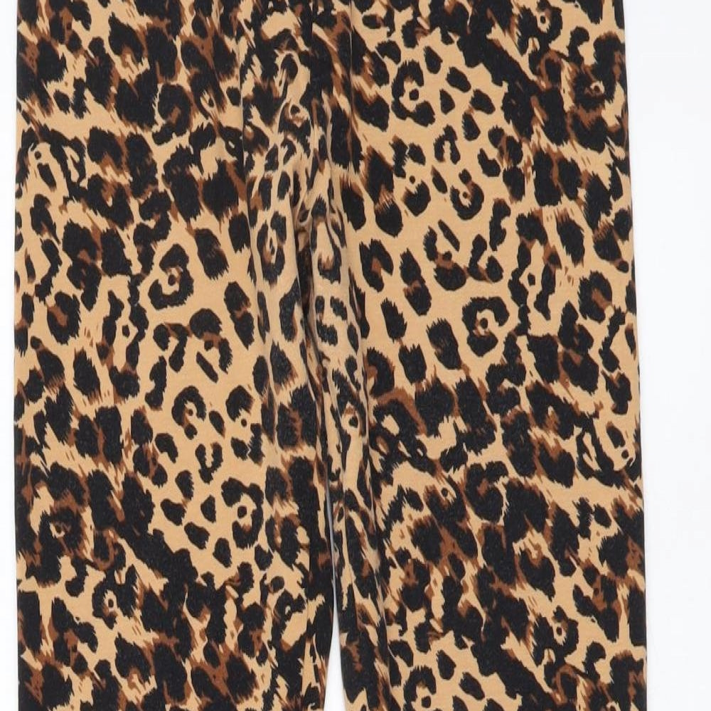 Peacocks Womens Brown Animal Print Cotton Jegging Leggings Size 14 L27 in - Leopard pattern
