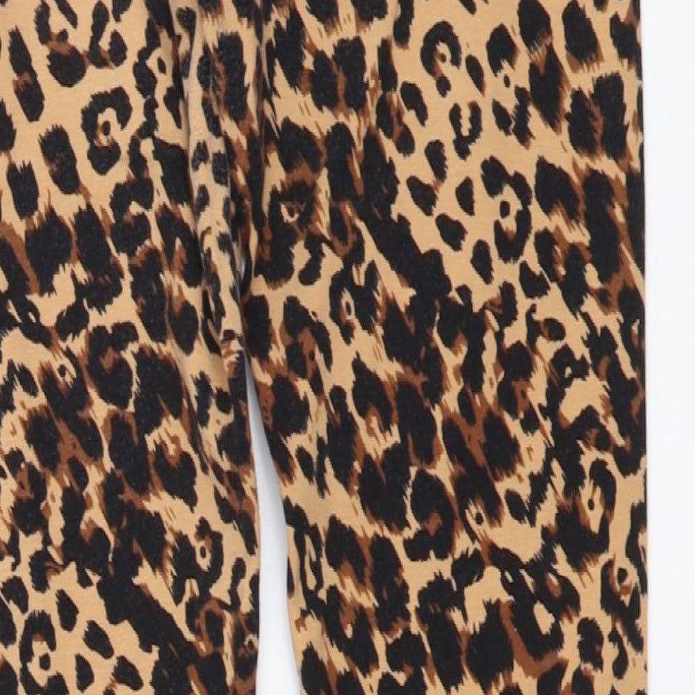 Peacocks Womens Brown Animal Print Cotton Jegging Leggings Size 14 L27 in - Leopard pattern