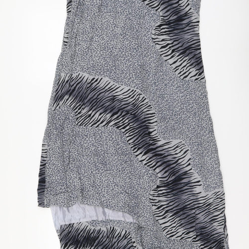 I&D Colors Womens Grey Animal Print Polyester Maxi Size 14 Round Neck Pullover