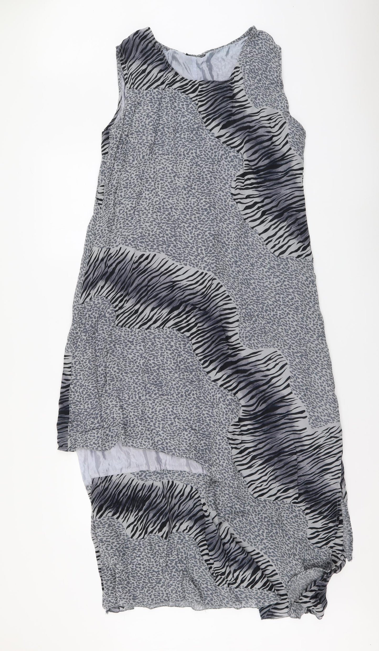 I&D Colors Womens Grey Animal Print Polyester Maxi Size 14 Round Neck Pullover