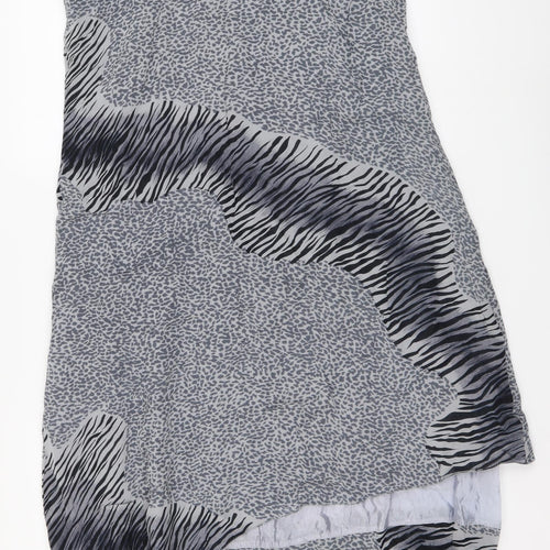 I&D Colors Womens Grey Animal Print Polyester Maxi Size 14 Round Neck Pullover