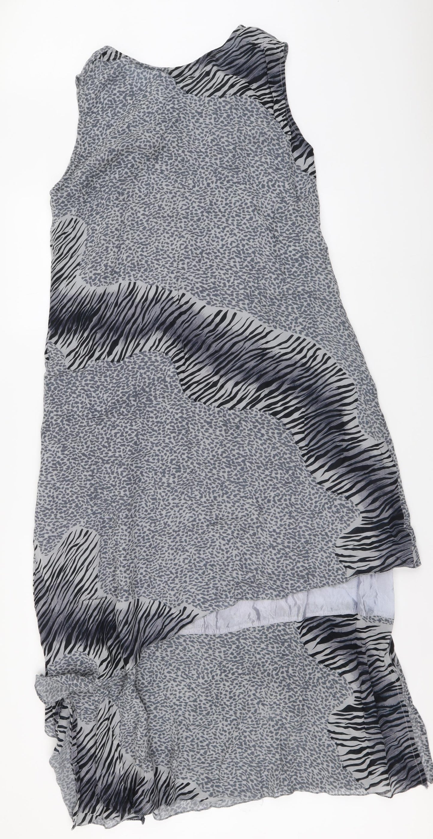 I&D Colors Womens Grey Animal Print Polyester Maxi Size 14 Round Neck Pullover