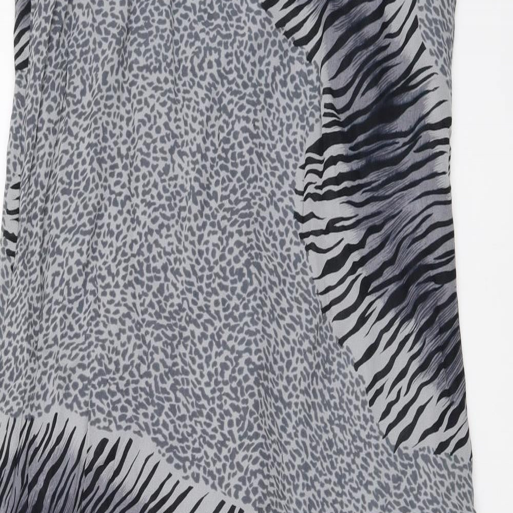 I&D Colors Womens Grey Animal Print Polyester Maxi Size 14 Round Neck Pullover