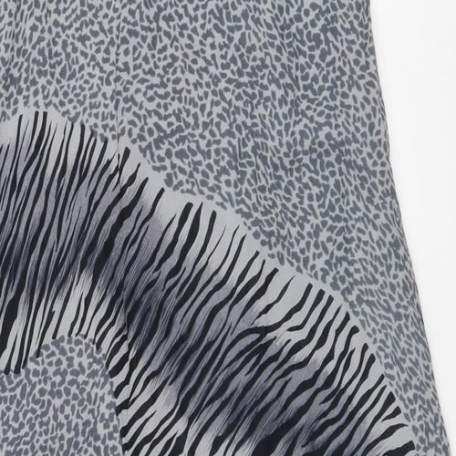 I&D Colors Womens Grey Animal Print Polyester Maxi Size 14 Round Neck Pullover