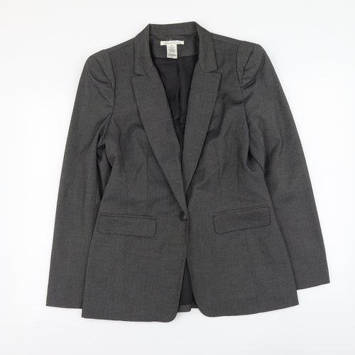 Preworn Womens Grey Polyester Jacket Suit Jacket Size 12