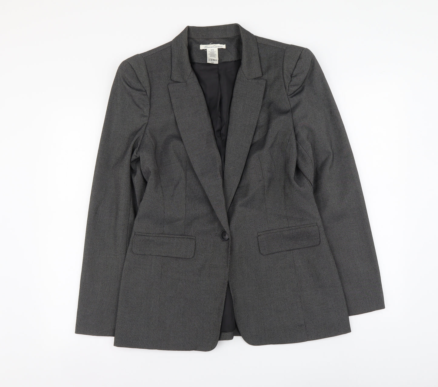 Preworn Womens Grey Polyester Jacket Suit Jacket Size 12