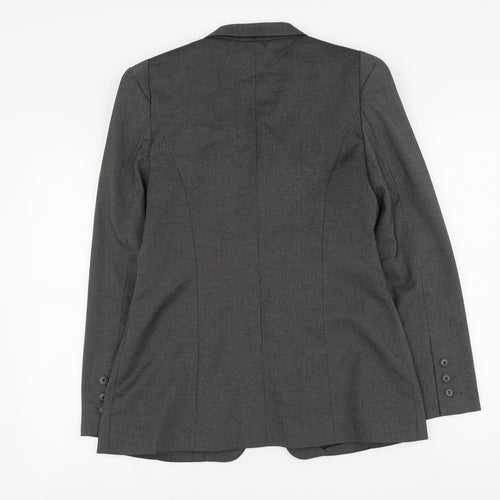 Preworn Womens Grey Polyester Jacket Suit Jacket Size 12