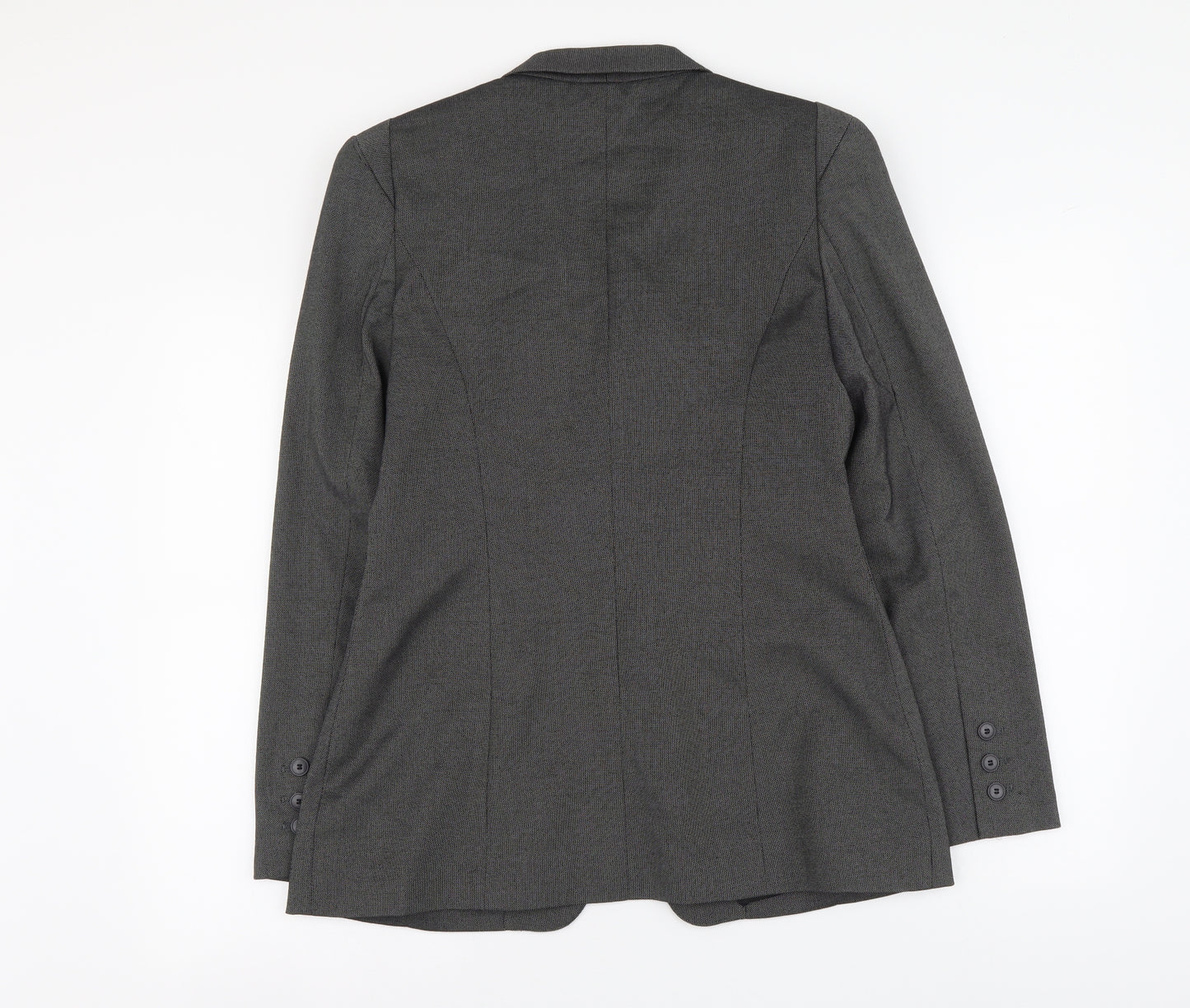 Preworn Womens Grey Polyester Jacket Suit Jacket Size 12