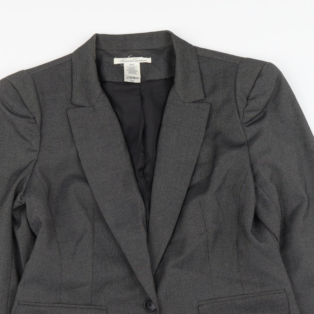 Preworn Womens Grey Polyester Jacket Suit Jacket Size 12