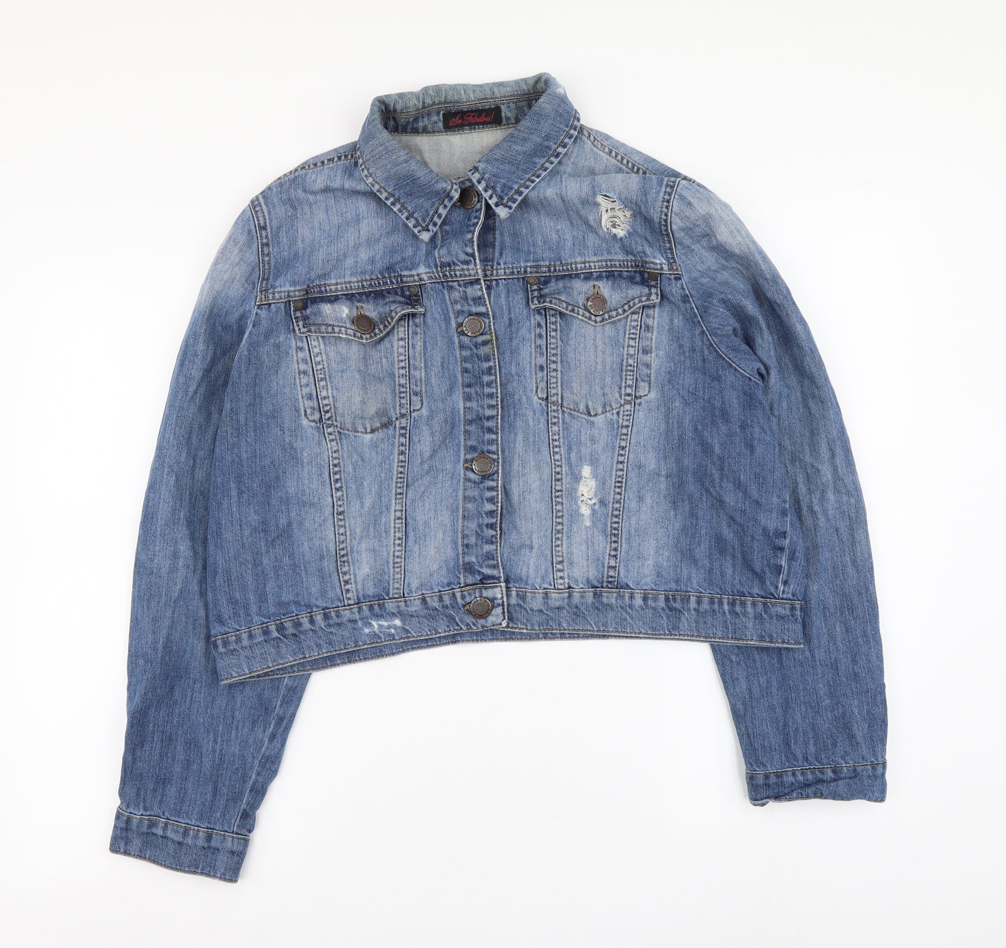 So Fabolous Womens Blue Jacket Size 20 Button - Distressed