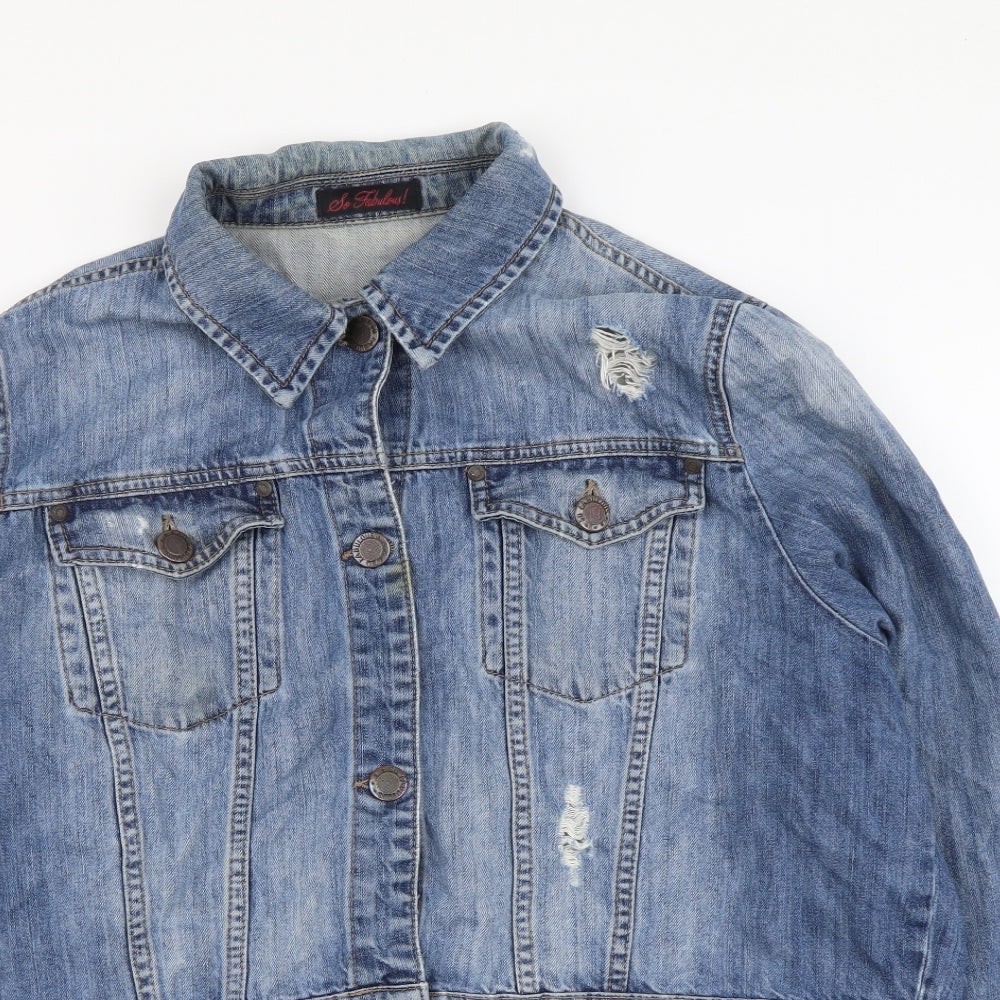 So Fabolous Womens Blue Jacket Size 20 Button - Distressed