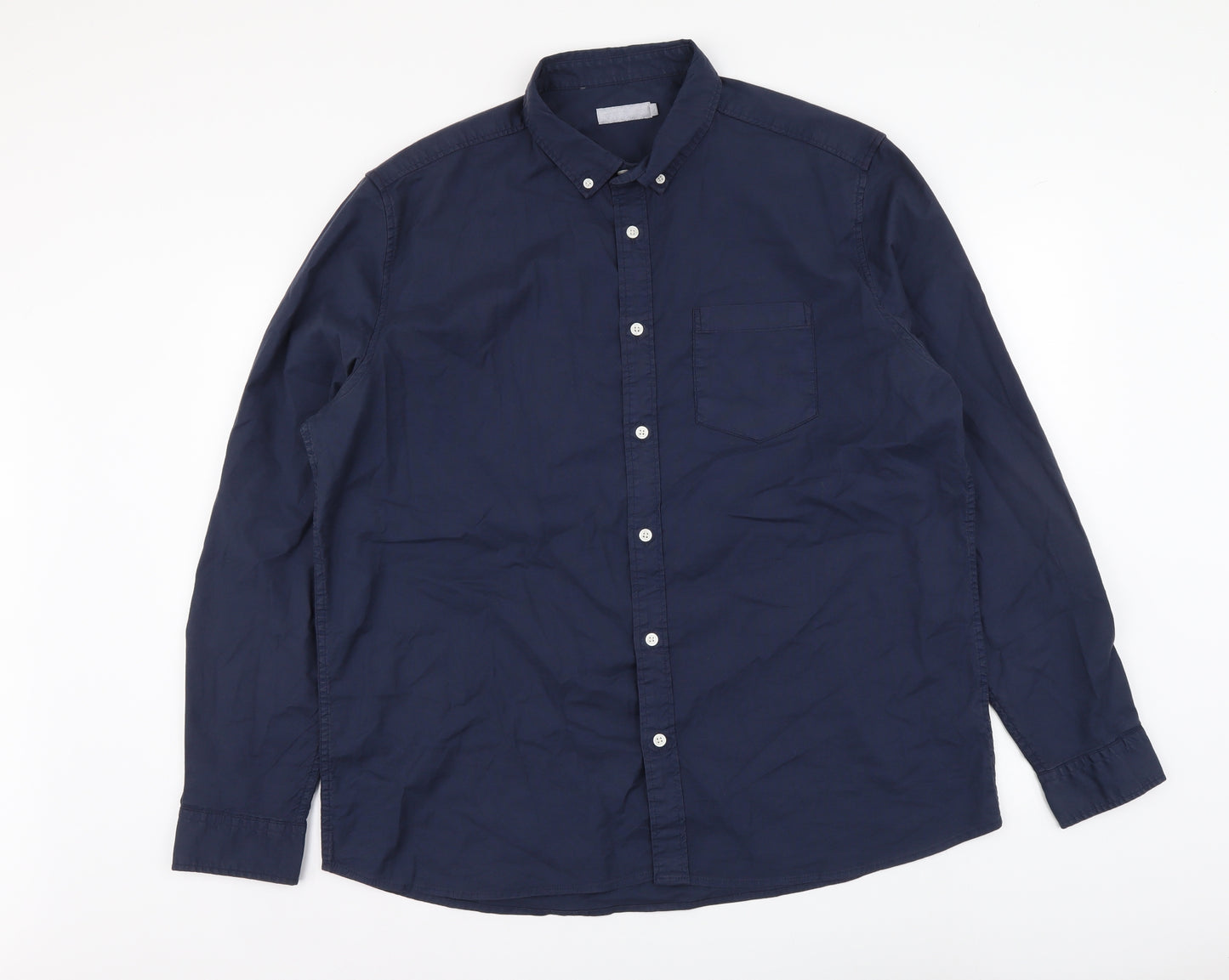 Red Herring Mens Blue Polyester Button-Up Size XL Collared Button
