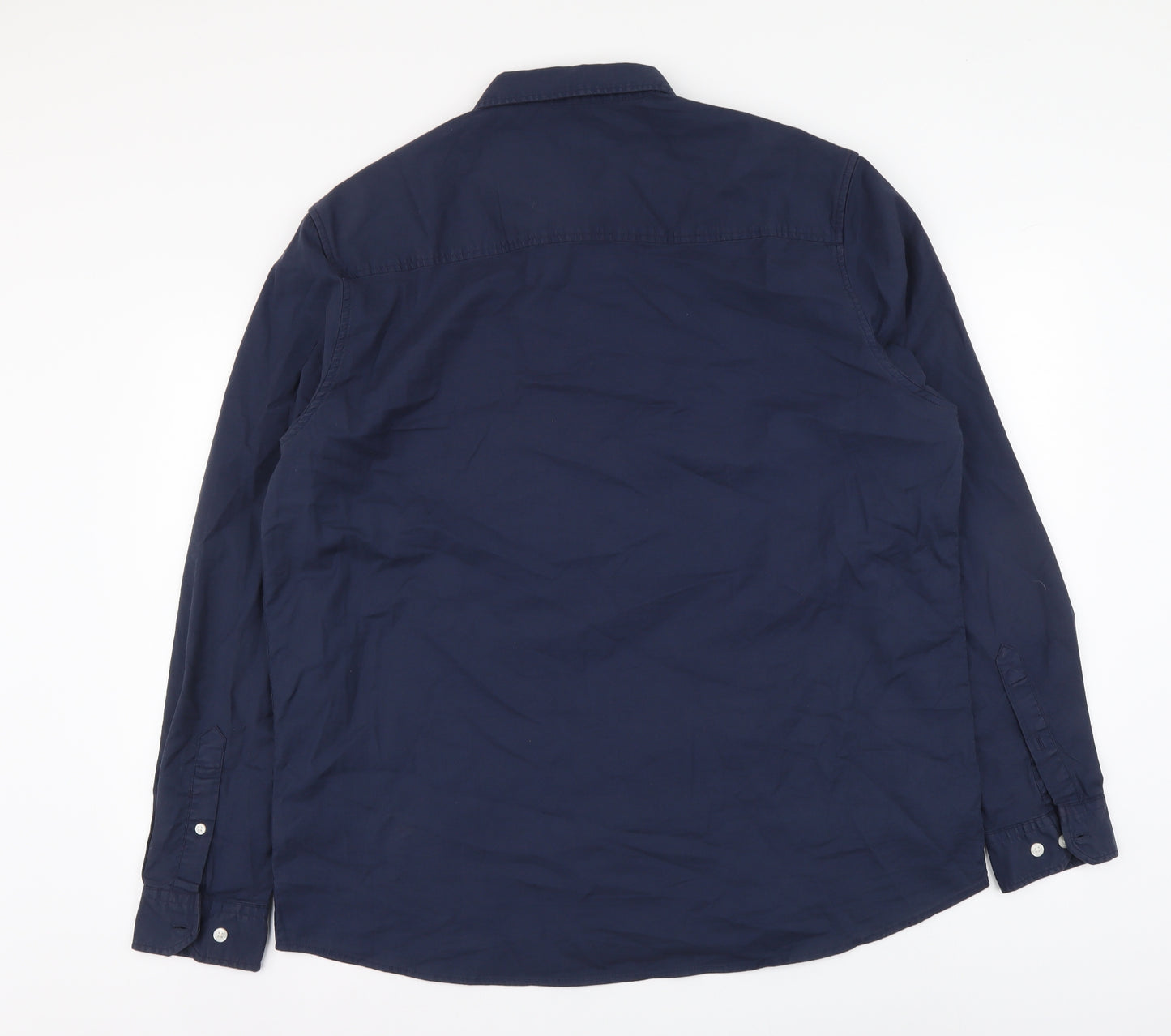 Red Herring Mens Blue Polyester Button-Up Size XL Collared Button