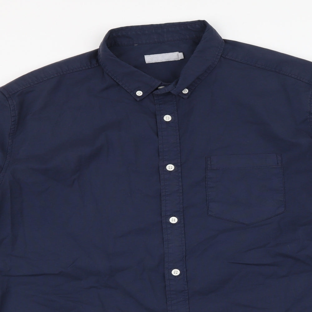 Red Herring Mens Blue Polyester Button-Up Size XL Collared Button