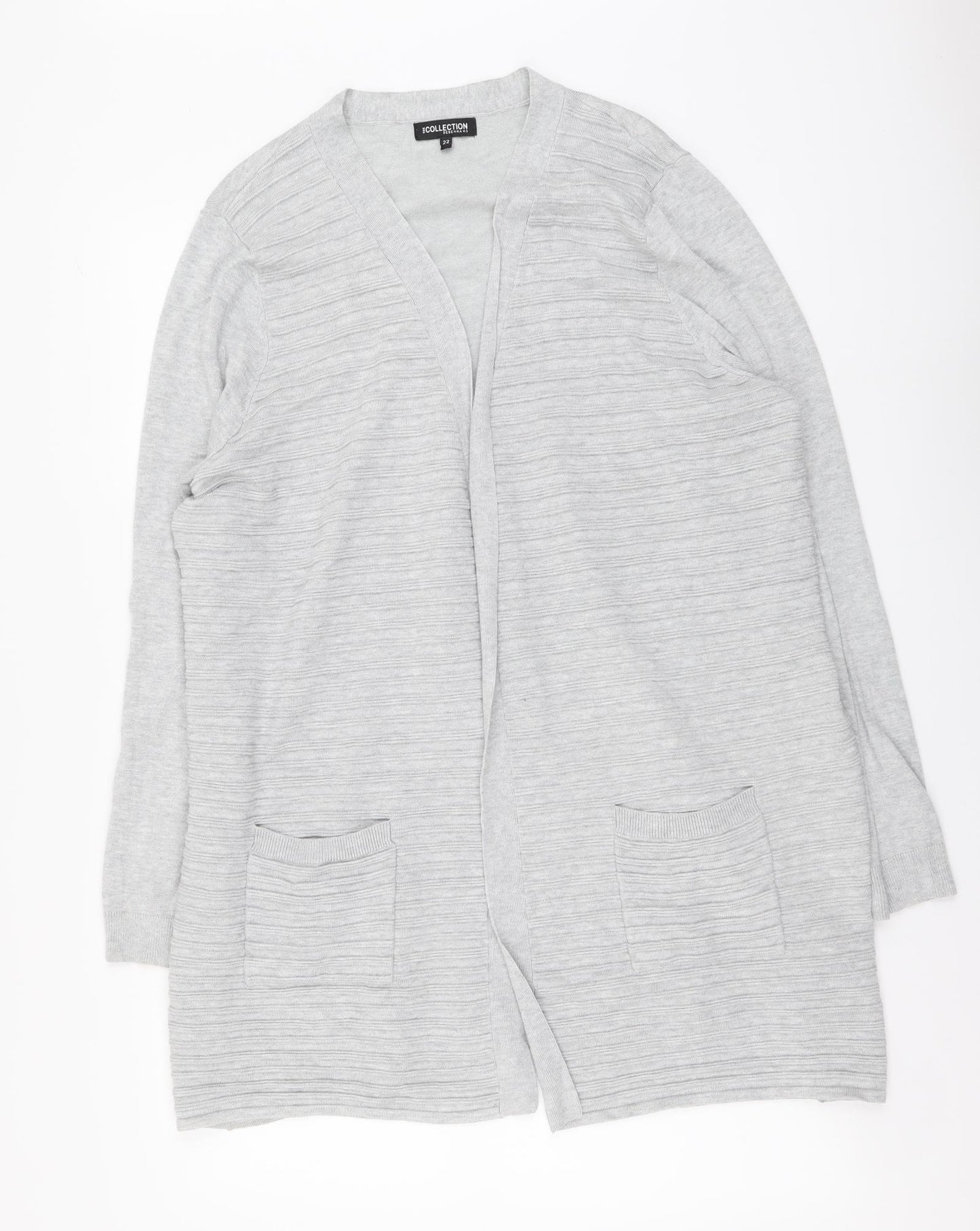 Collection Womens Grey V-Neck Viscose Cardigan Jumper Size 22