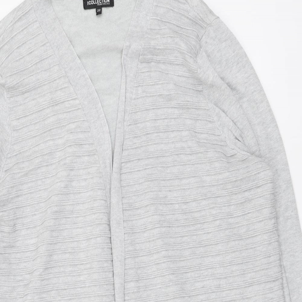 Collection Womens Grey V-Neck Viscose Cardigan Jumper Size 22