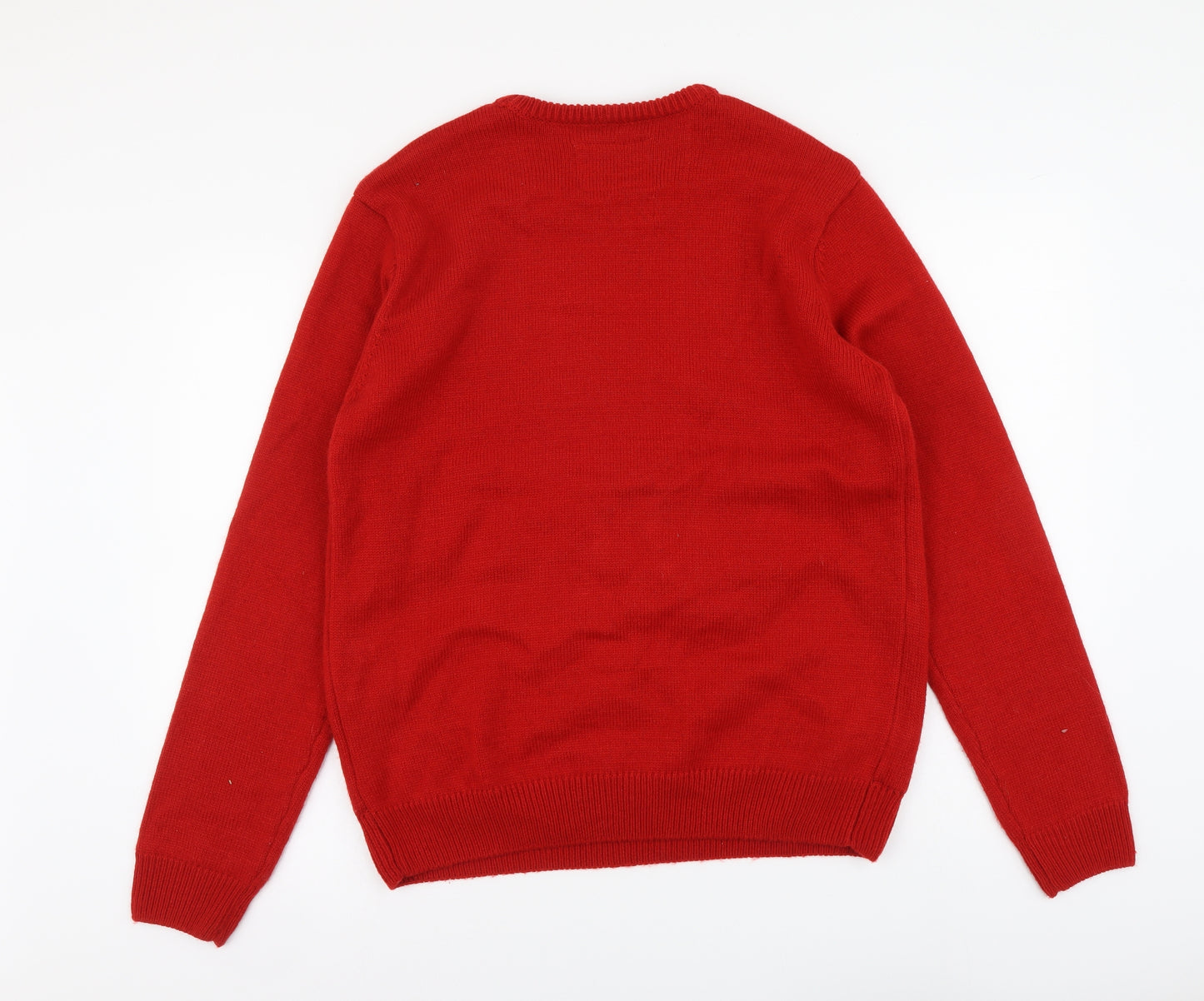 Cedar Wood State Mens Red Round Neck Acrylic Pullover Jumper Size L - Christmas jumper