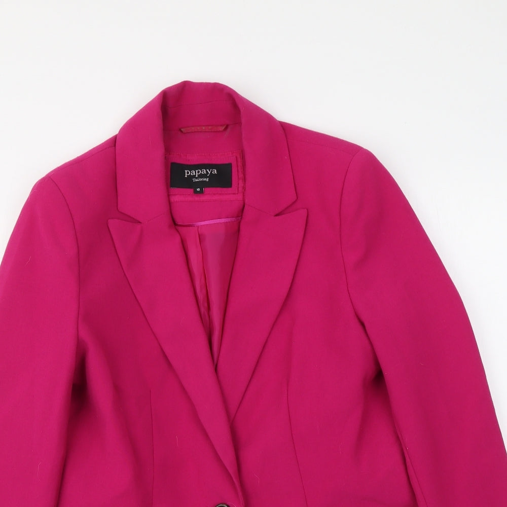 Papaya Womens Pink Polyester Jacket Suit Jacket Size 10