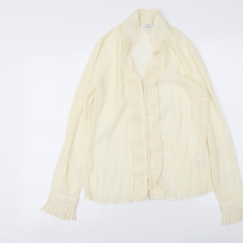 NEXT Womens Ivory Polyester Basic Blouse Size 10 V-Neck