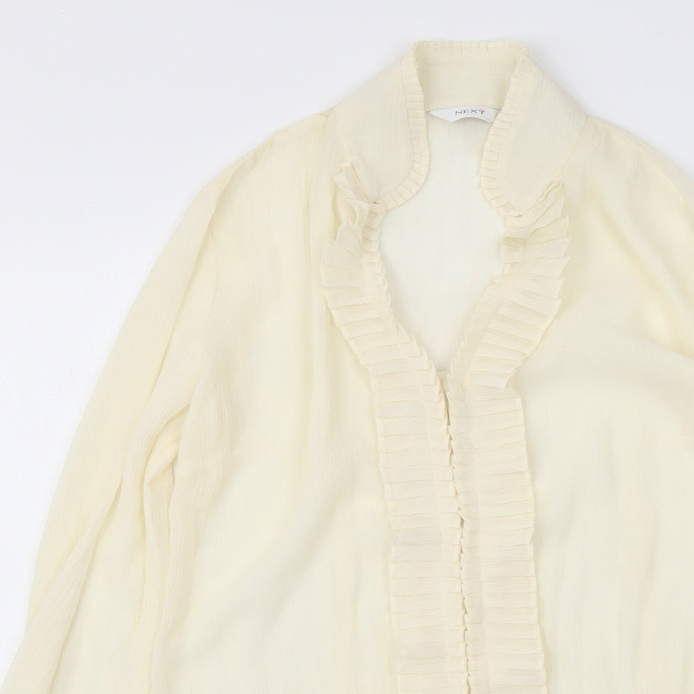 NEXT Womens Ivory Polyester Basic Blouse Size 10 V-Neck