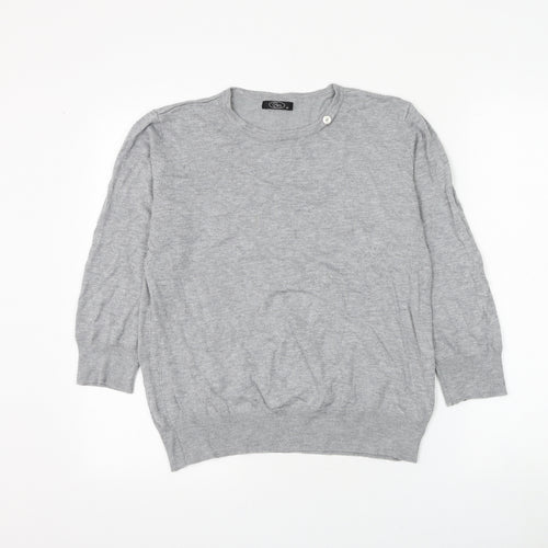 Bonmarché Womens Grey Round Neck Viscose Pullover Jumper Size M
