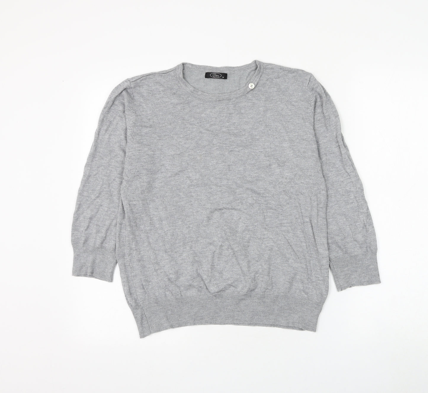 Bonmarché Womens Grey Round Neck Viscose Pullover Jumper Size M