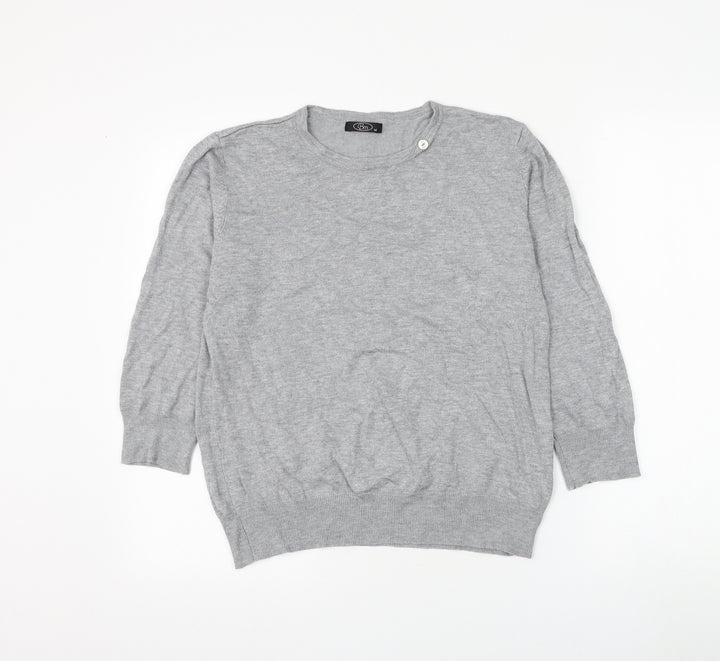 Bonmarché Womens Grey Round Neck Viscose Pullover Jumper Size M