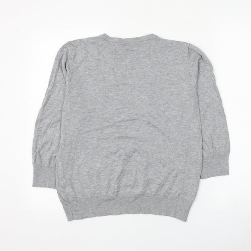 Bonmarché Womens Grey Round Neck Viscose Pullover Jumper Size M