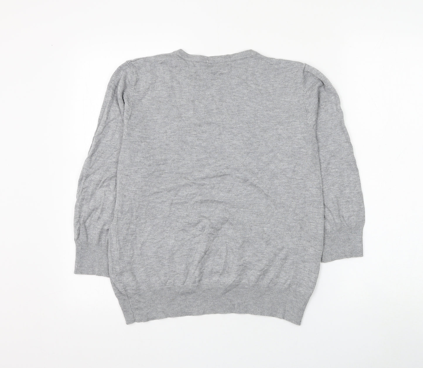 Bonmarché Womens Grey Round Neck Viscose Pullover Jumper Size M