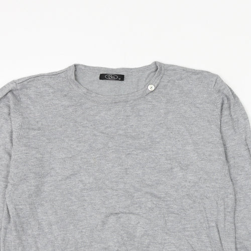 Bonmarché Womens Grey Round Neck Viscose Pullover Jumper Size M
