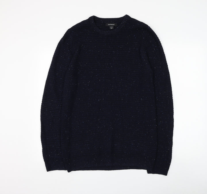 Cedar Wood State Mens Blue Round Neck Polyester Pullover Jumper Size M
