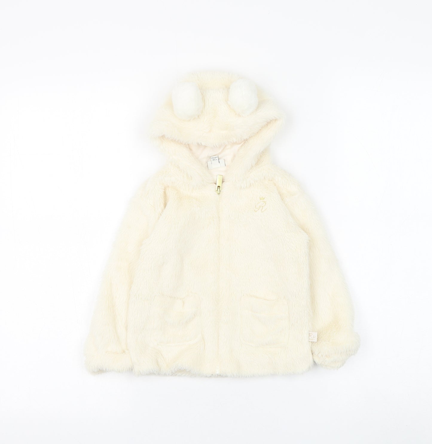 River Island Girls White Polyester Full Zip Jumper Size 12-18 Months Zip