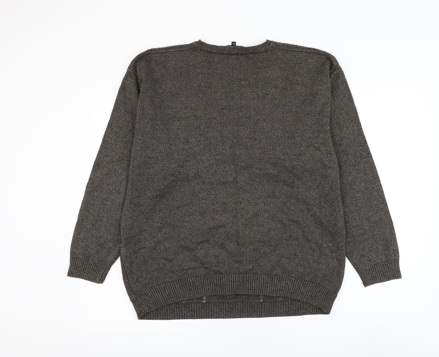 Greenwoods Mens Brown V-Neck Cotton Pullover Jumper Size M