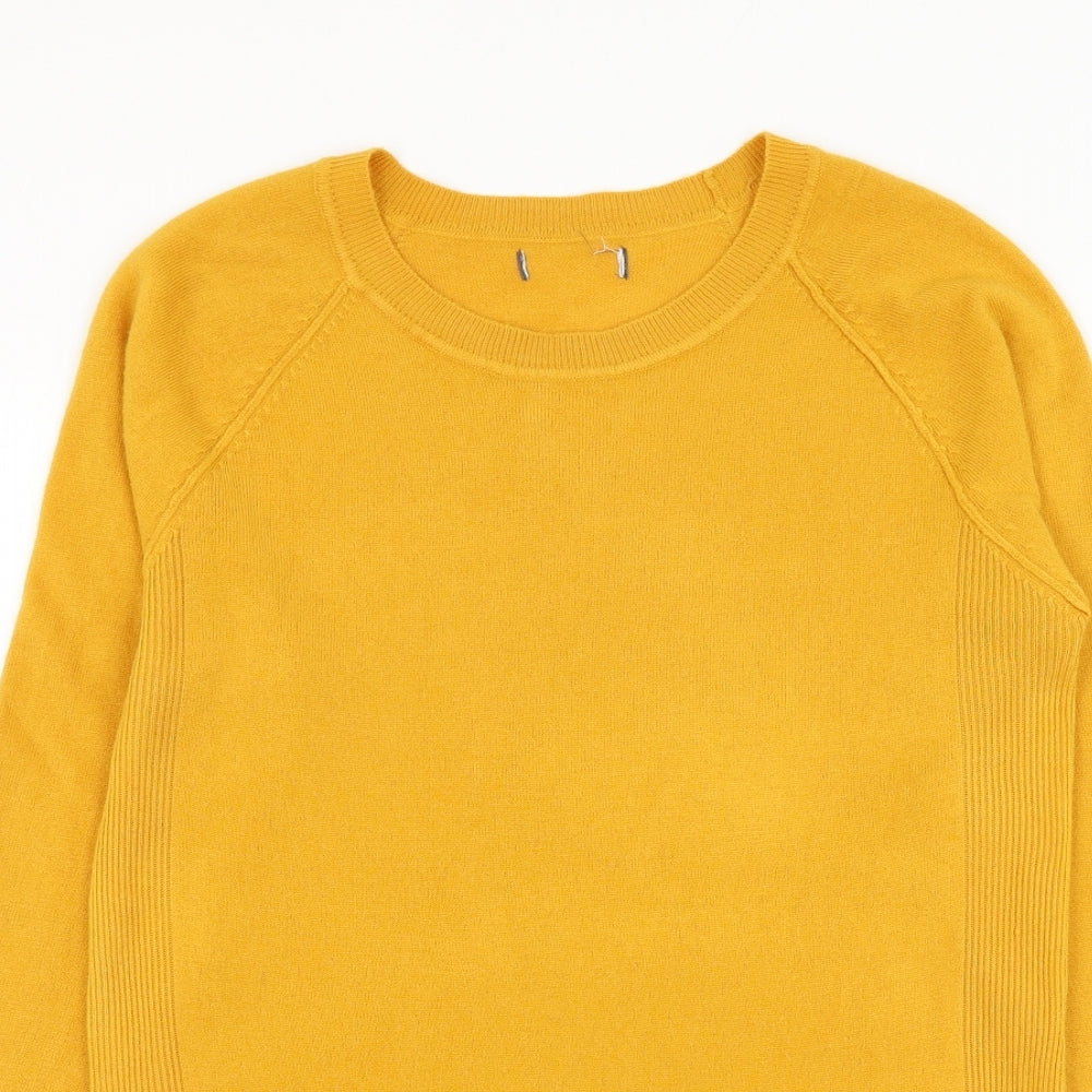 Preworn Womens Yellow Round Neck Polyester Pullover Jumper Size M