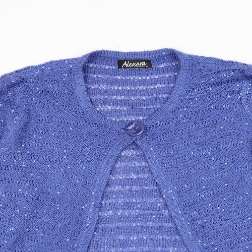 Alexara Womens Blue Round Neck Polyester Cardigan Jumper Size M