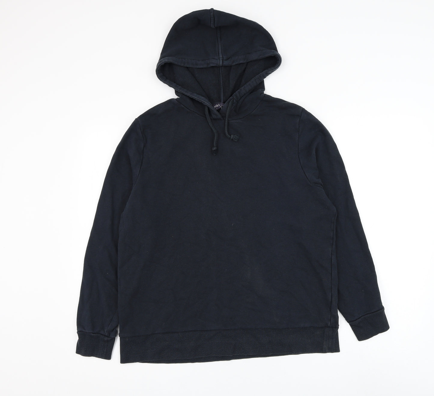 Marks and Spencer Womens Blue Cotton Pullover Hoodie Size 16 Pullover