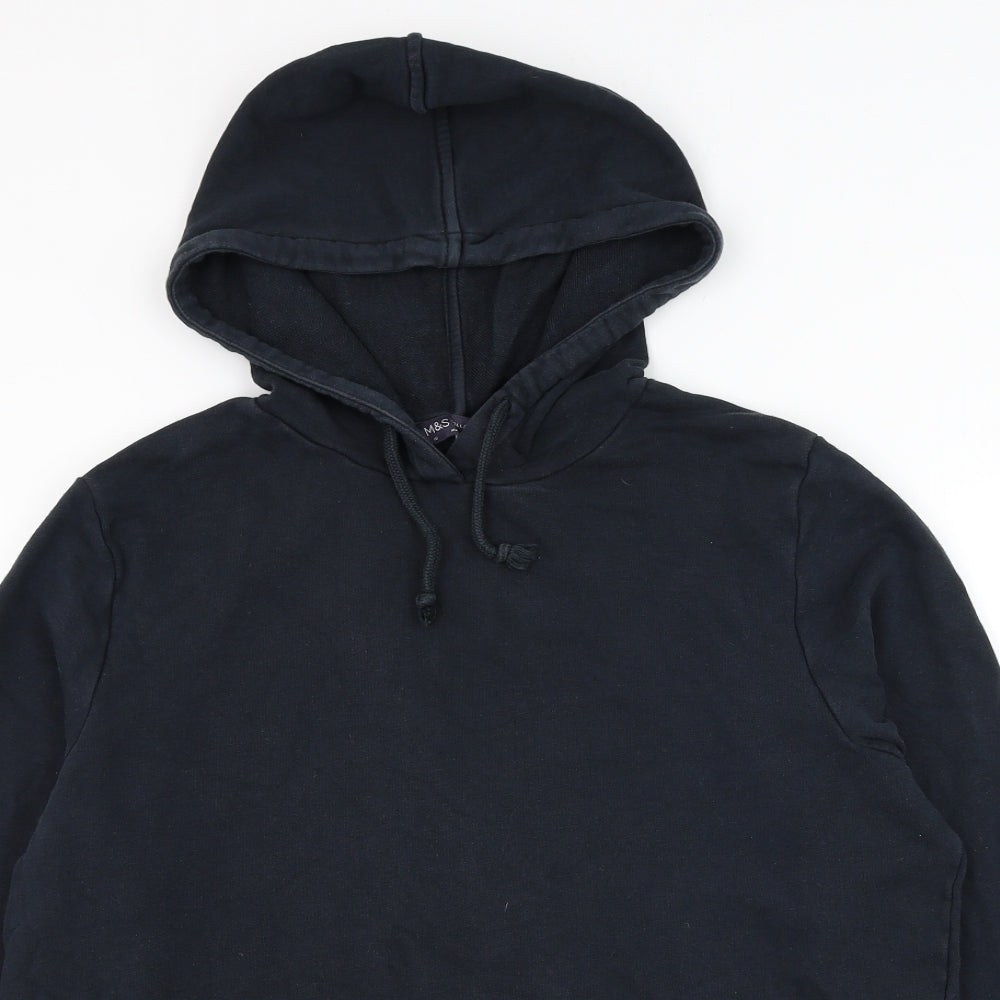 Marks and Spencer Womens Blue Cotton Pullover Hoodie Size 16 Pullover