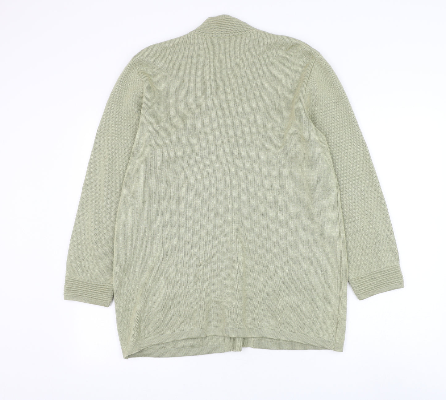 Grazia Womens Green V-Neck Wool Cardigan Jumper Size L