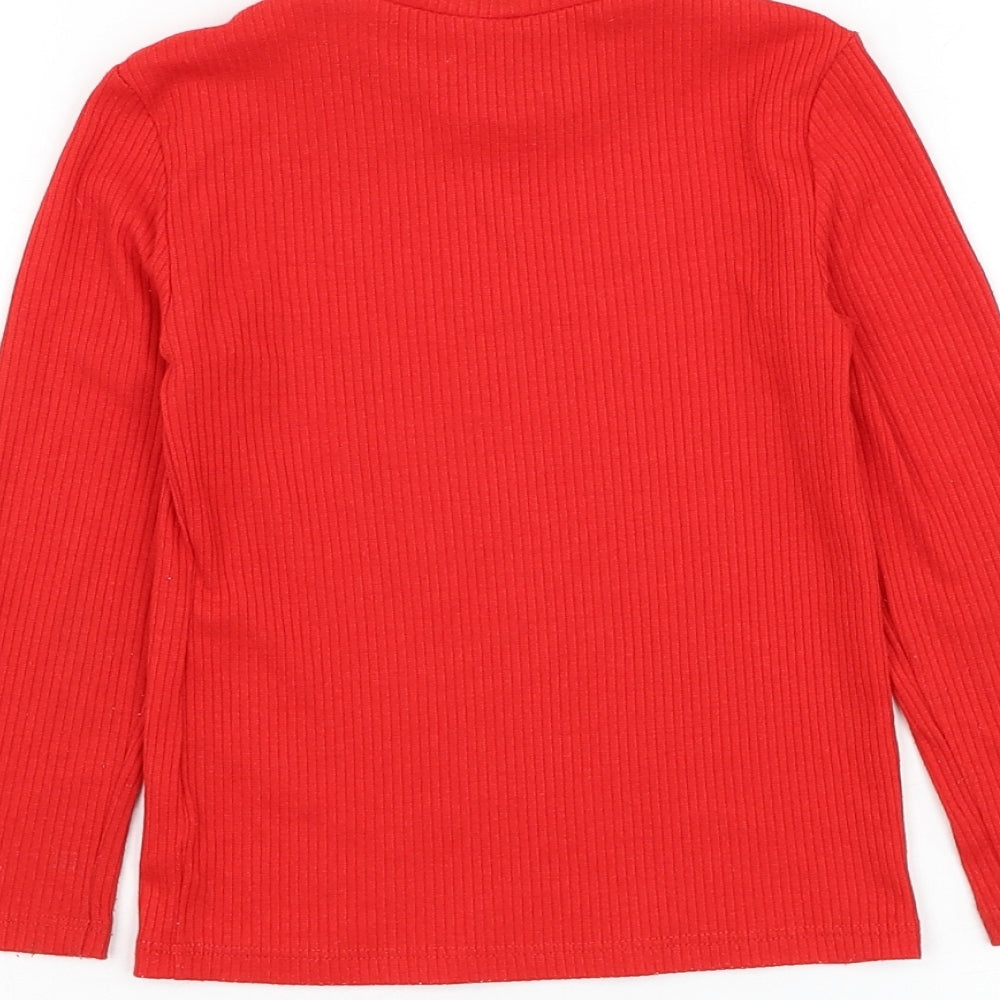 F&F Girls Red Mock Neck Polyester Pullover Jumper Size 4-5 Years Pullover - Ribbed