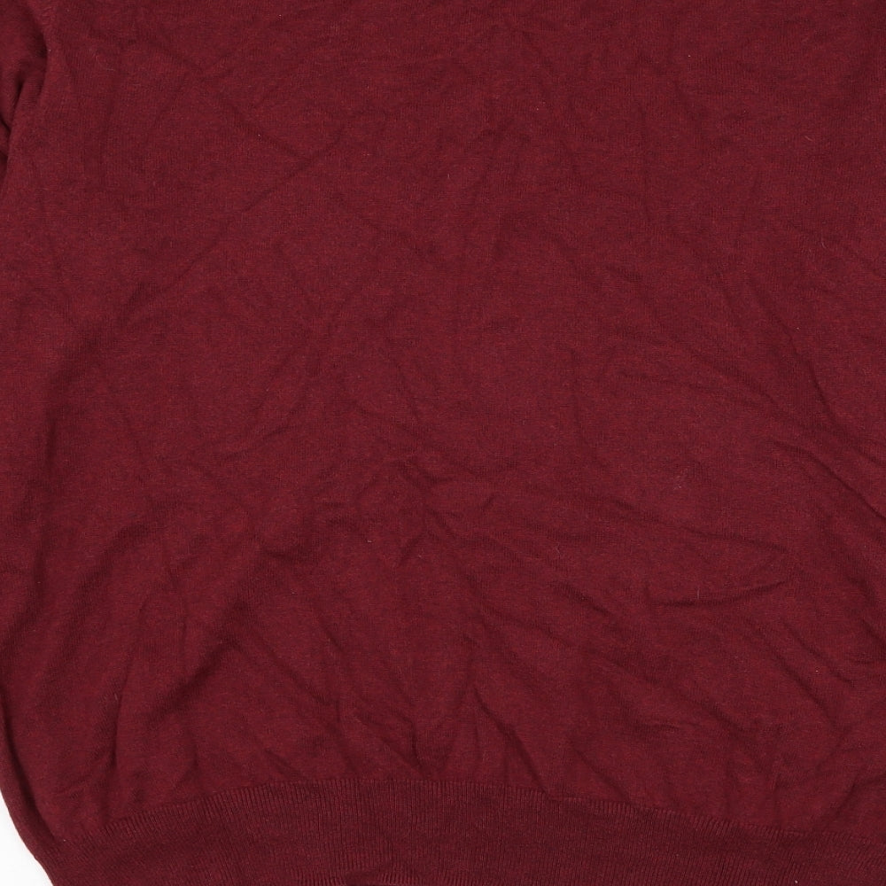 Jeff Banks Mens Red V-Neck Cotton Pullover Jumper Size L