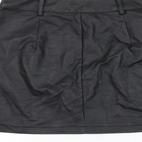 Oasis Womens Black Polyurethane A-Line Skirt Size 10 Zip