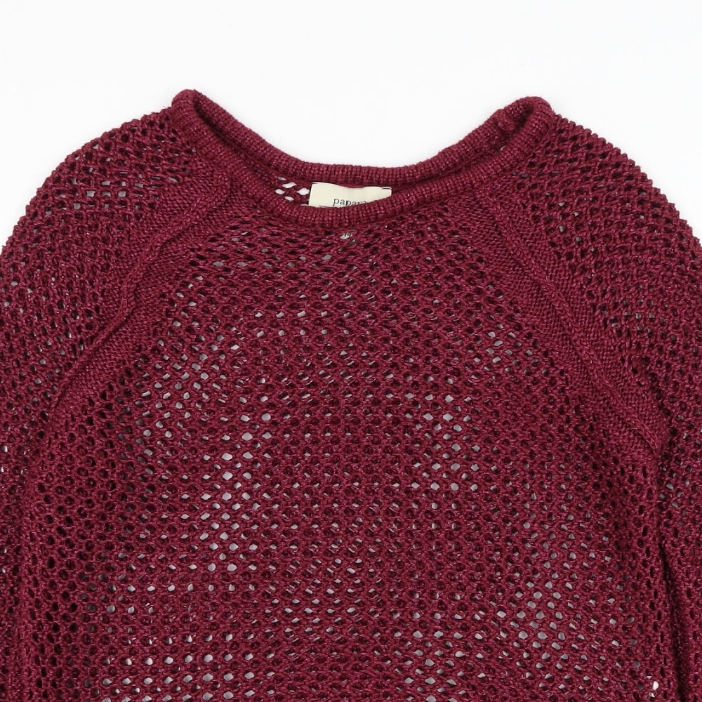 Papaya Womens Red Round Neck Acrylic Pullover Jumper Size 14