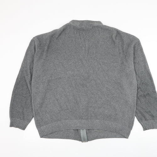 High Profile Mens Grey Round Neck Cotton Full Zip Jumper Size XL