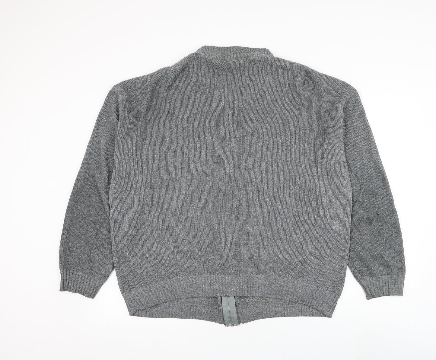 High Profile Mens Grey Round Neck Cotton Full Zip Jumper Size XL