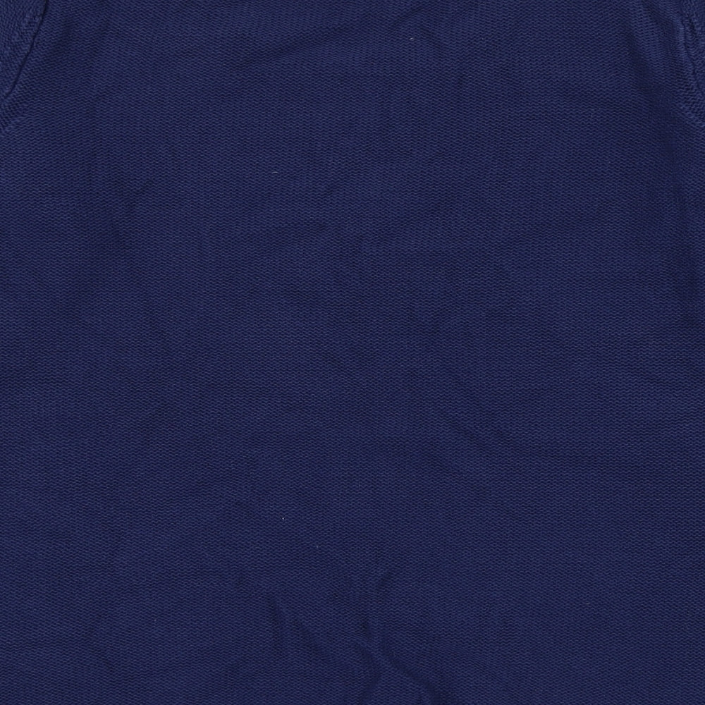 Oasis Womens Blue Scoop Neck Cotton Pullover Jumper Size L